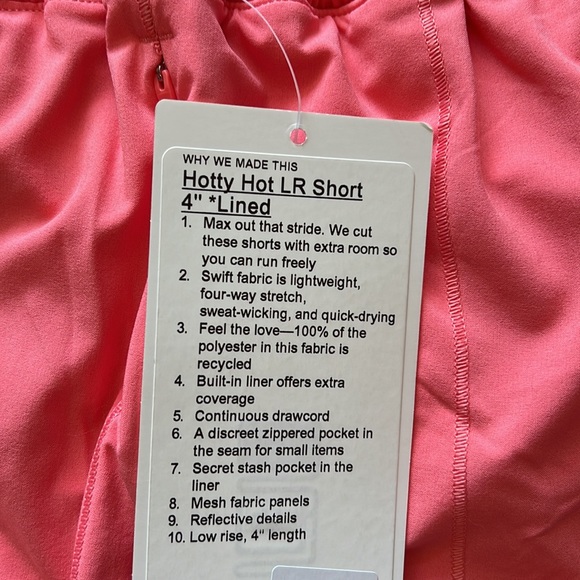 🔥LULULEMON HOTTY HOT SHORT 4”-RASPBERRY CREAM-4/6/8/10🔥 - Picture 10 of 11